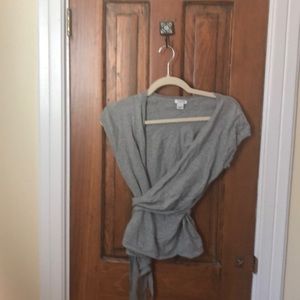 Jcrew short sleeved cotton wrap sweater